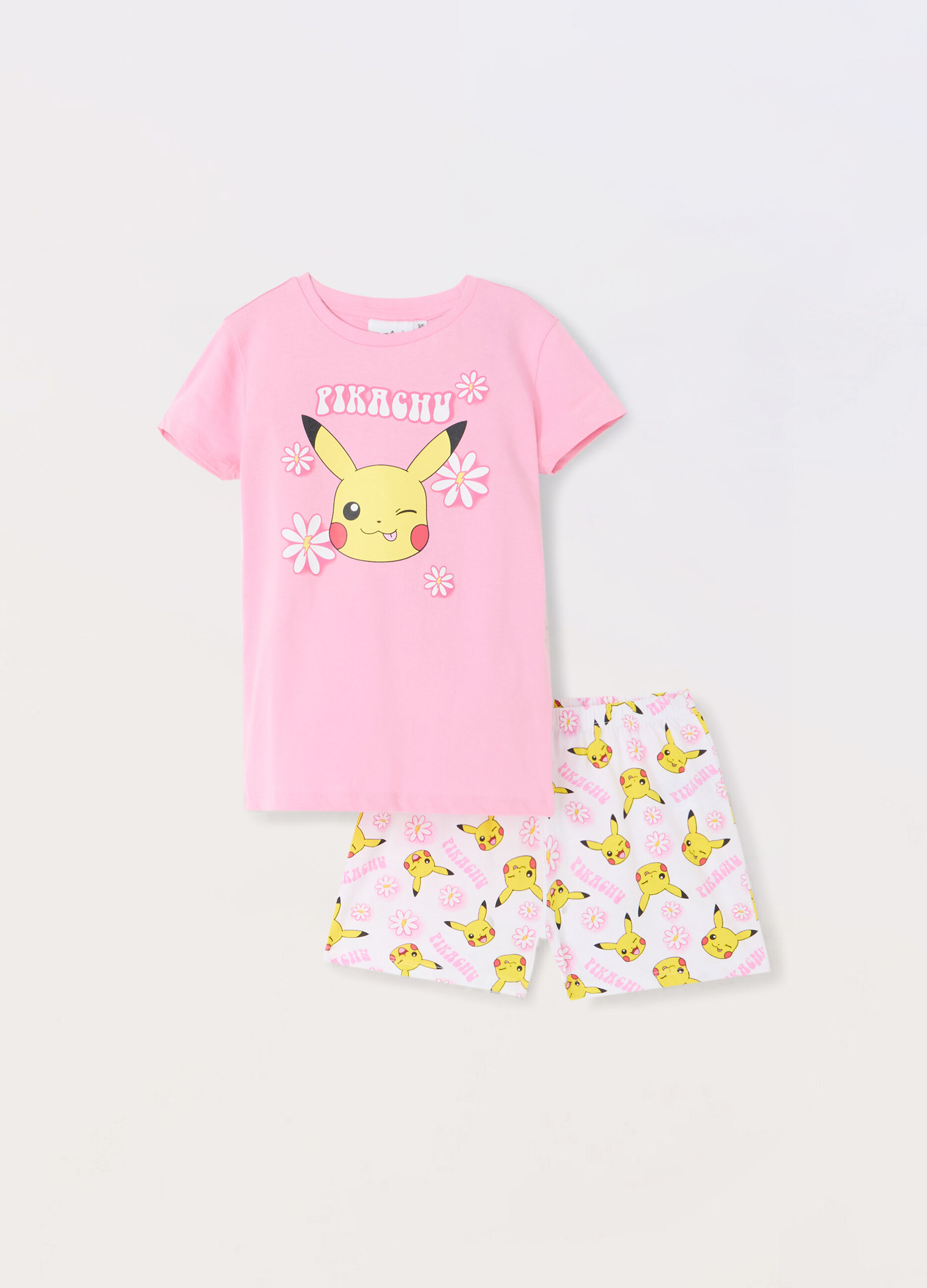 Set pigiama corto in jersey di puro cotone bambina