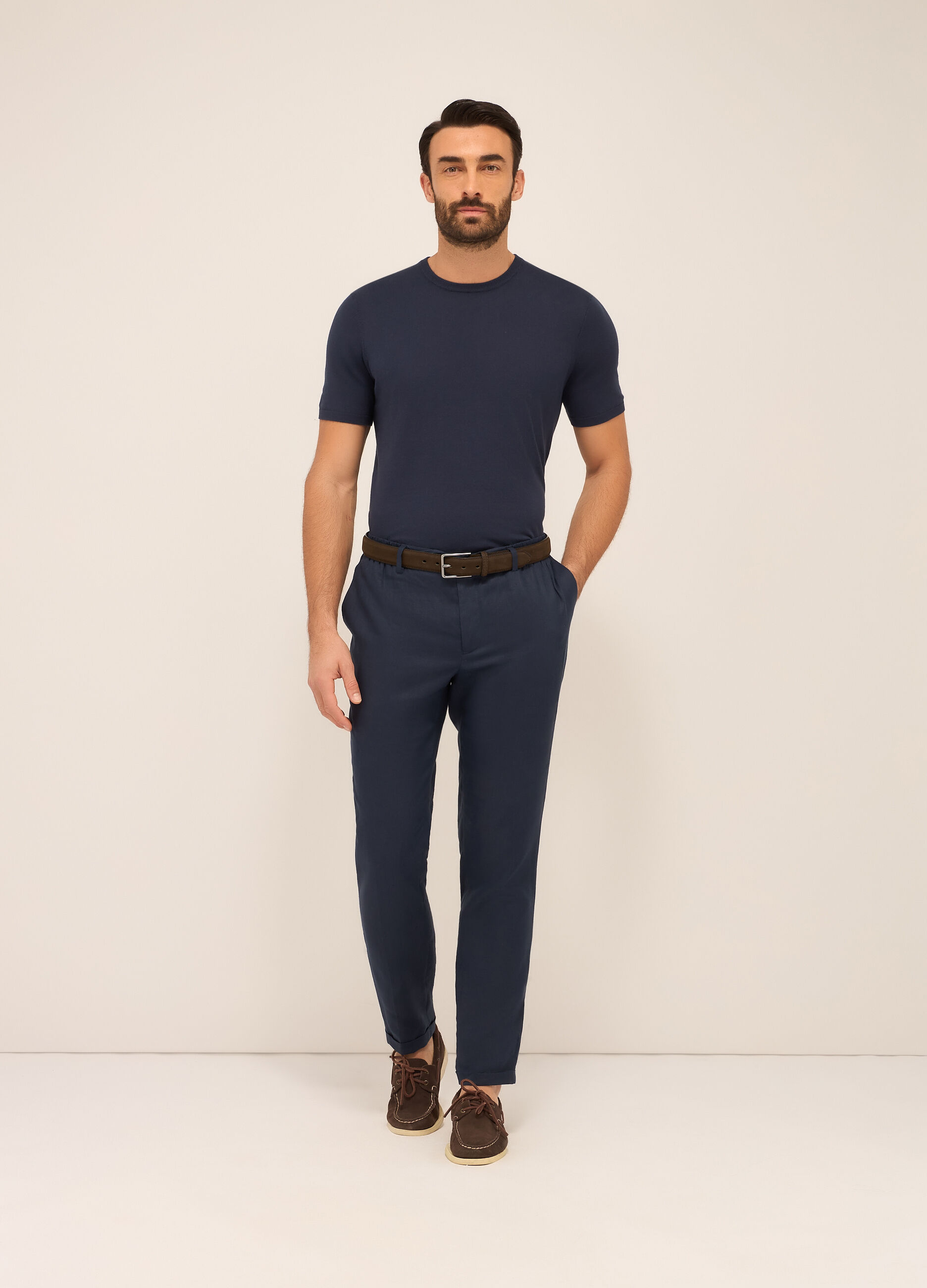 Pantaloni chino in puro lino uomo