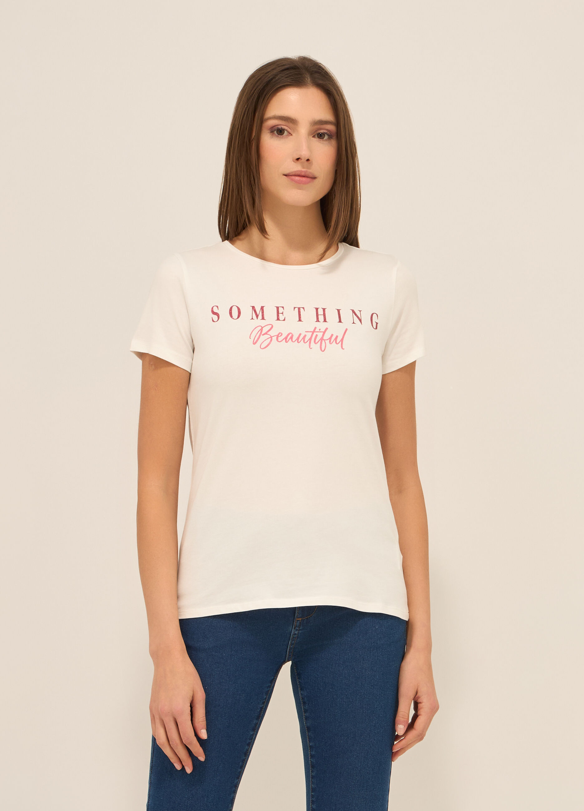 T-shirt in jersey di cotone stretch donna