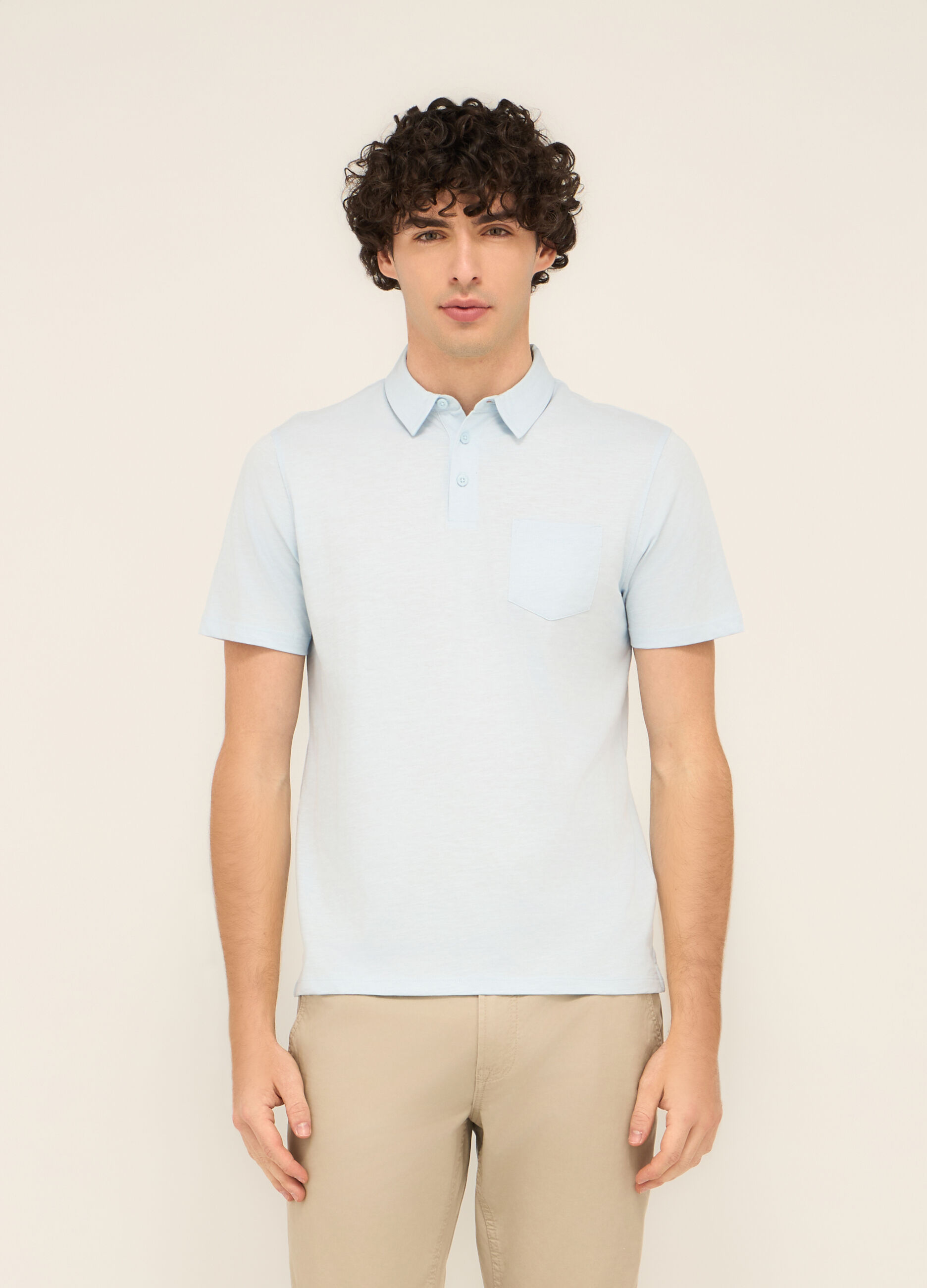 Polo in cotone con taschino uomo