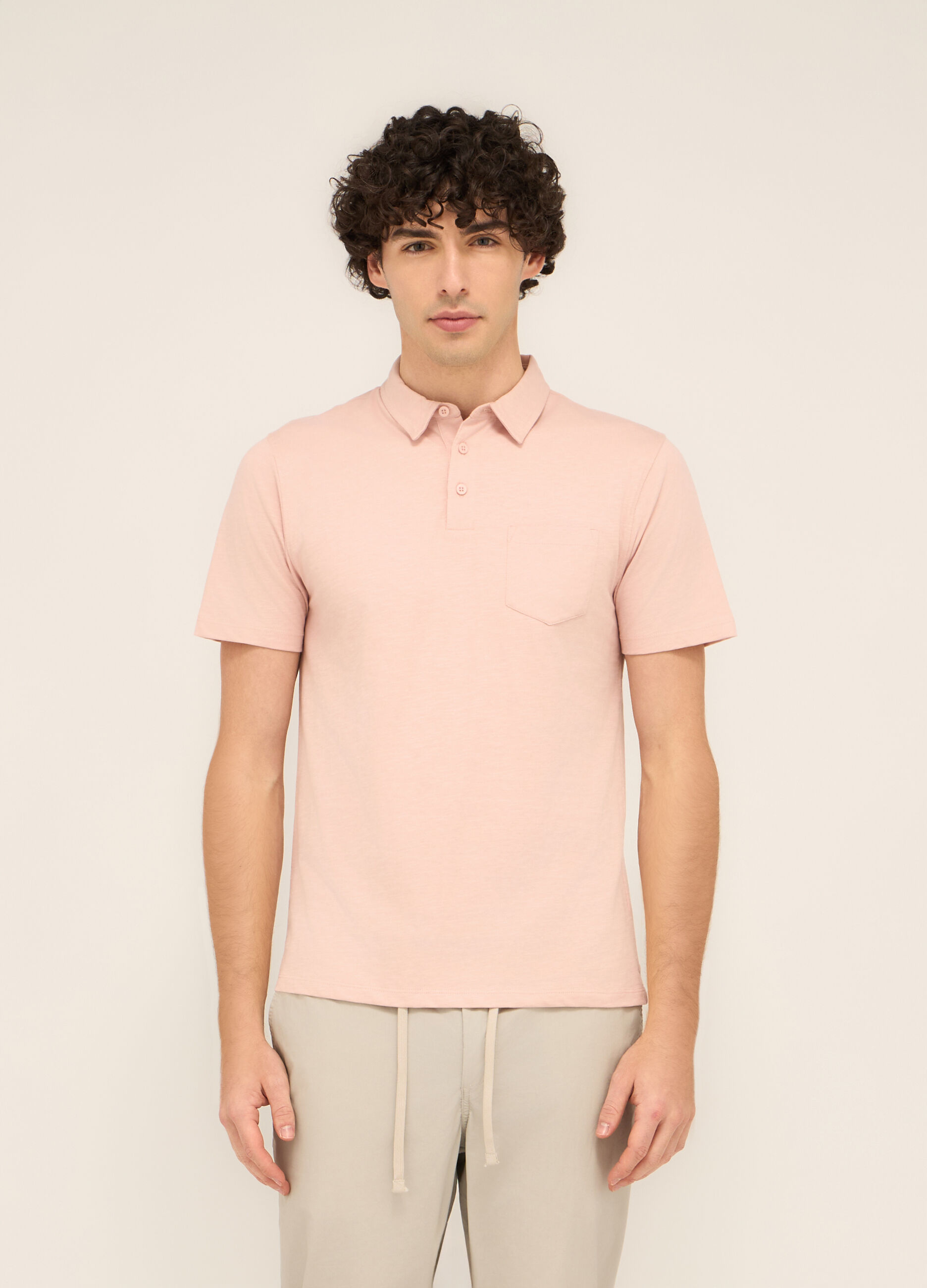 Polo in cotone con taschino uomo