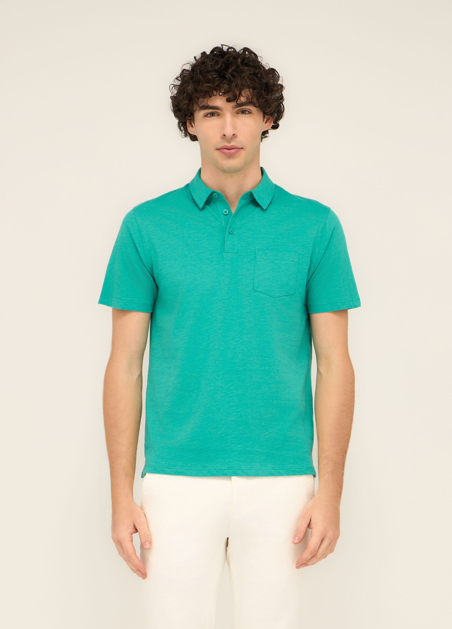 Polo in cotone con taschino uomo