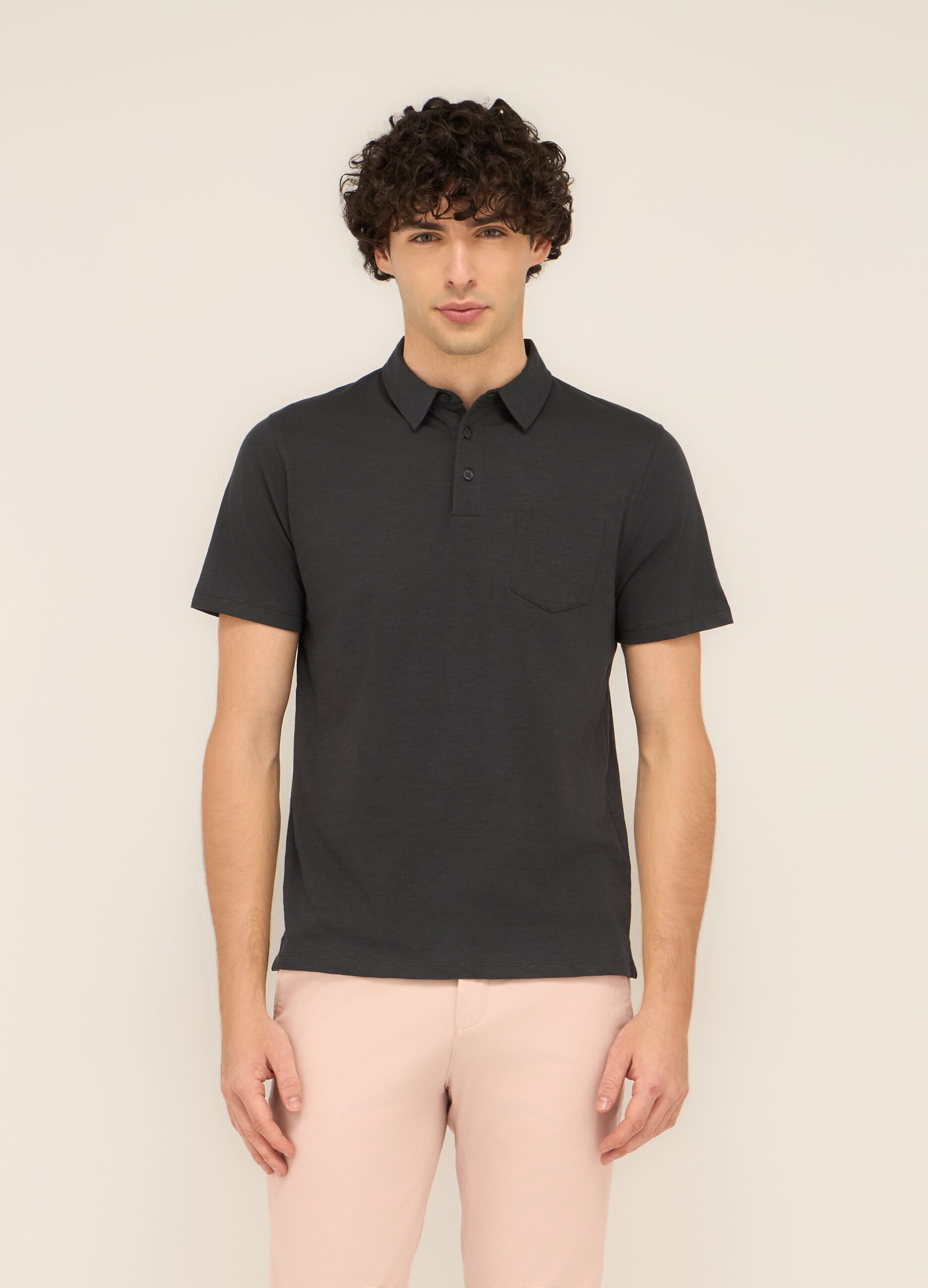 Polo in cotone con taschino uomo
