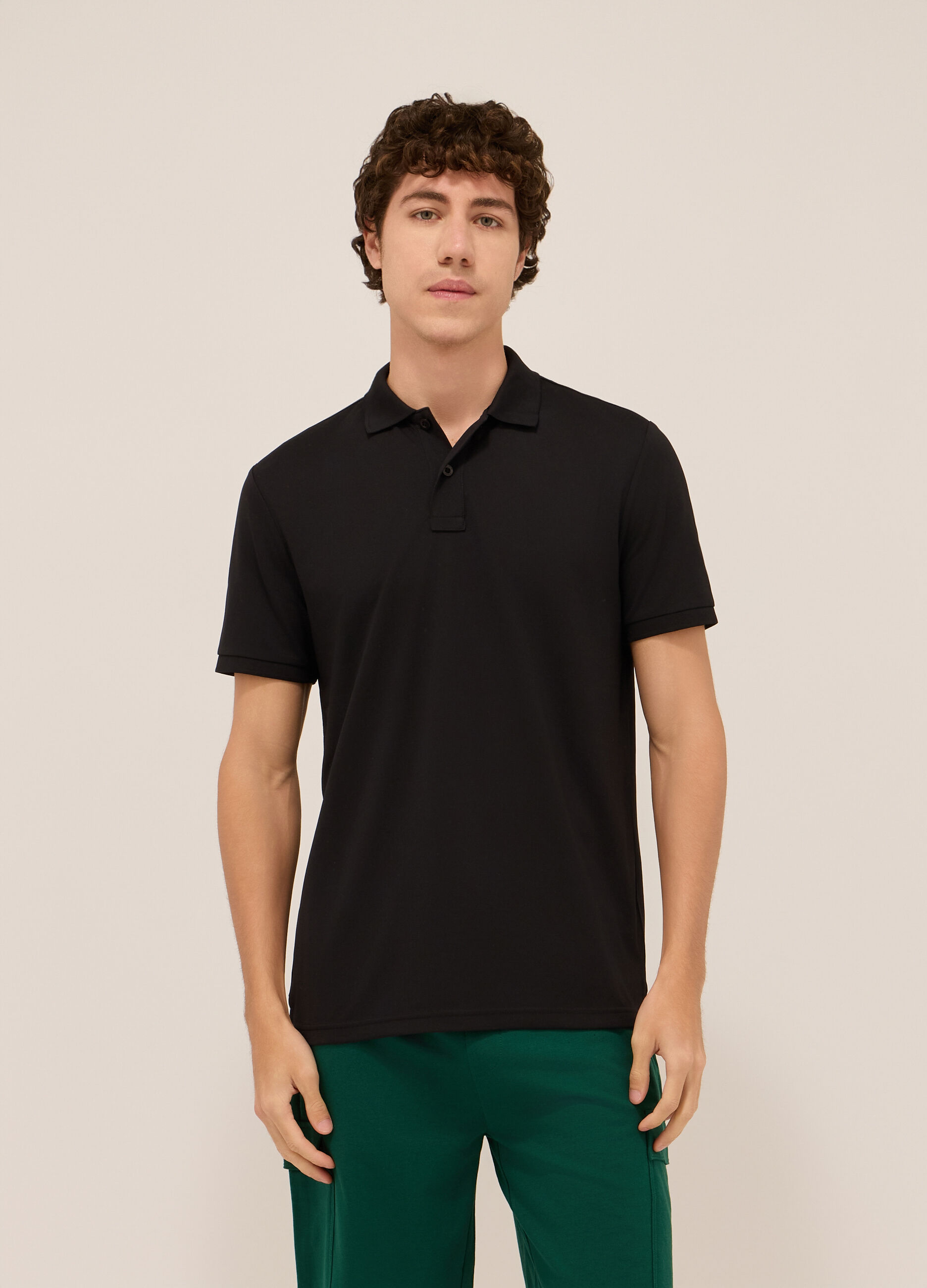 Polo tinta unita in piquet uomo