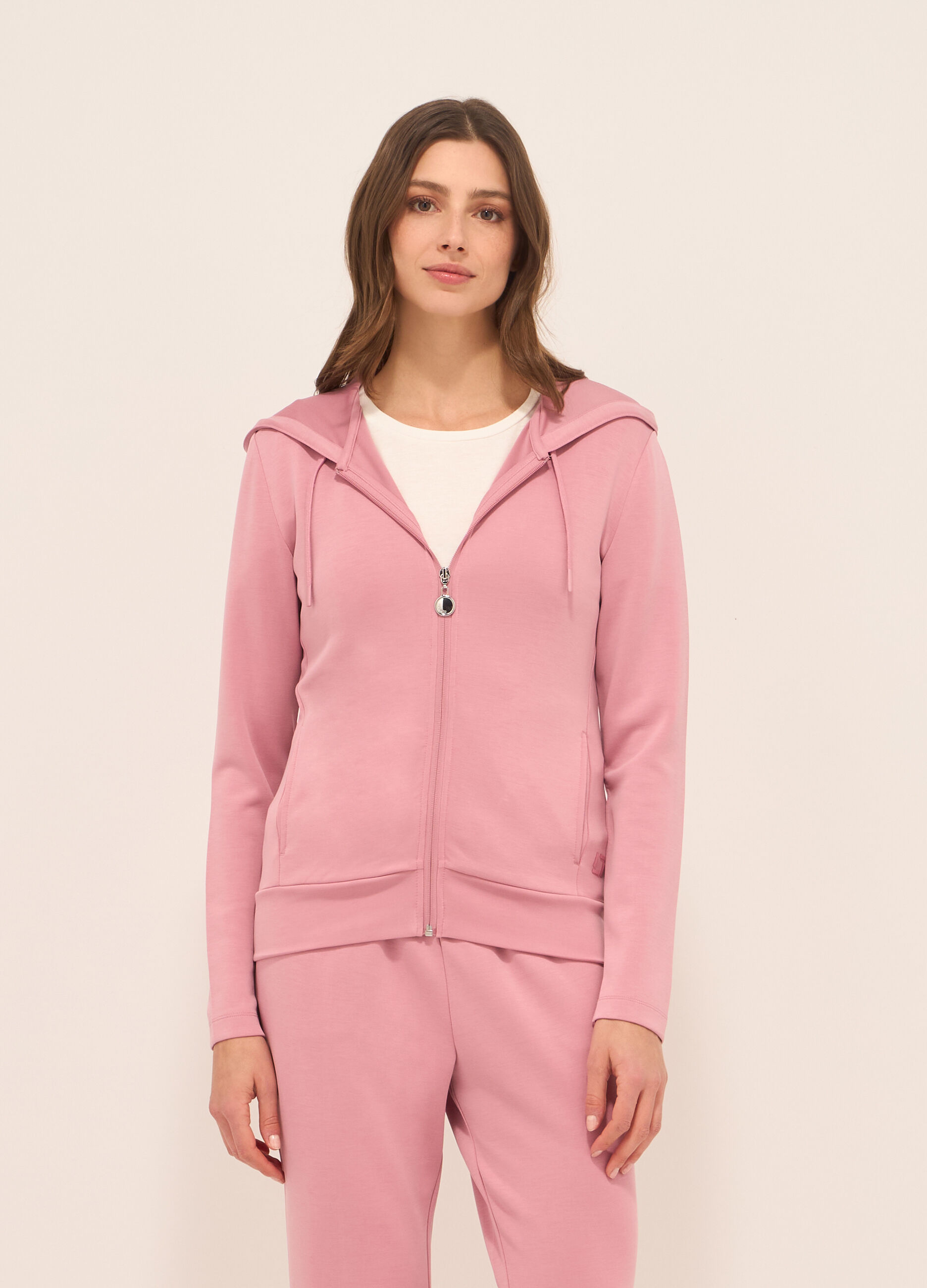 Felpa con cappuccio misto modal donna