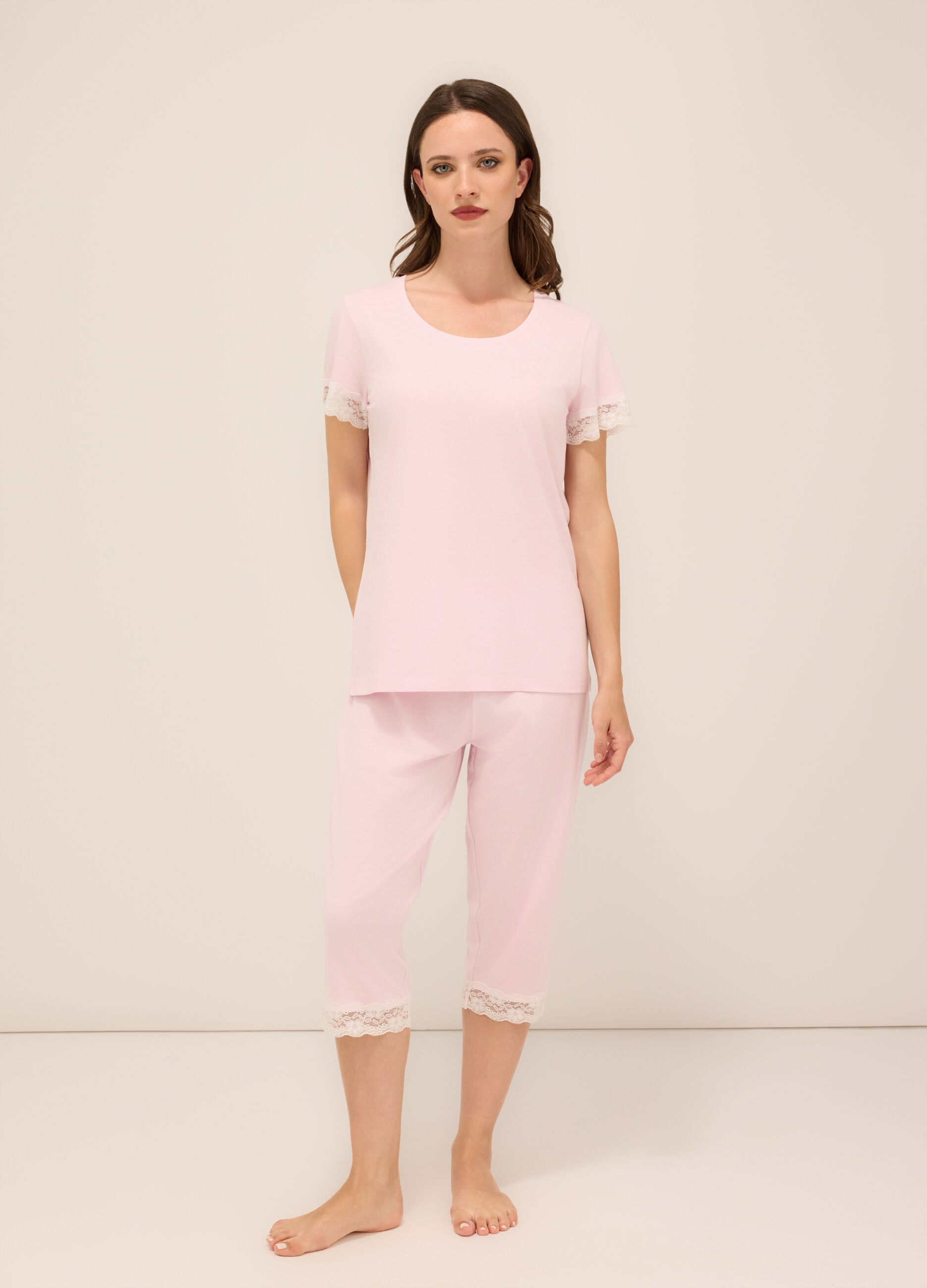 Set pigiama corto in puro cotone donna