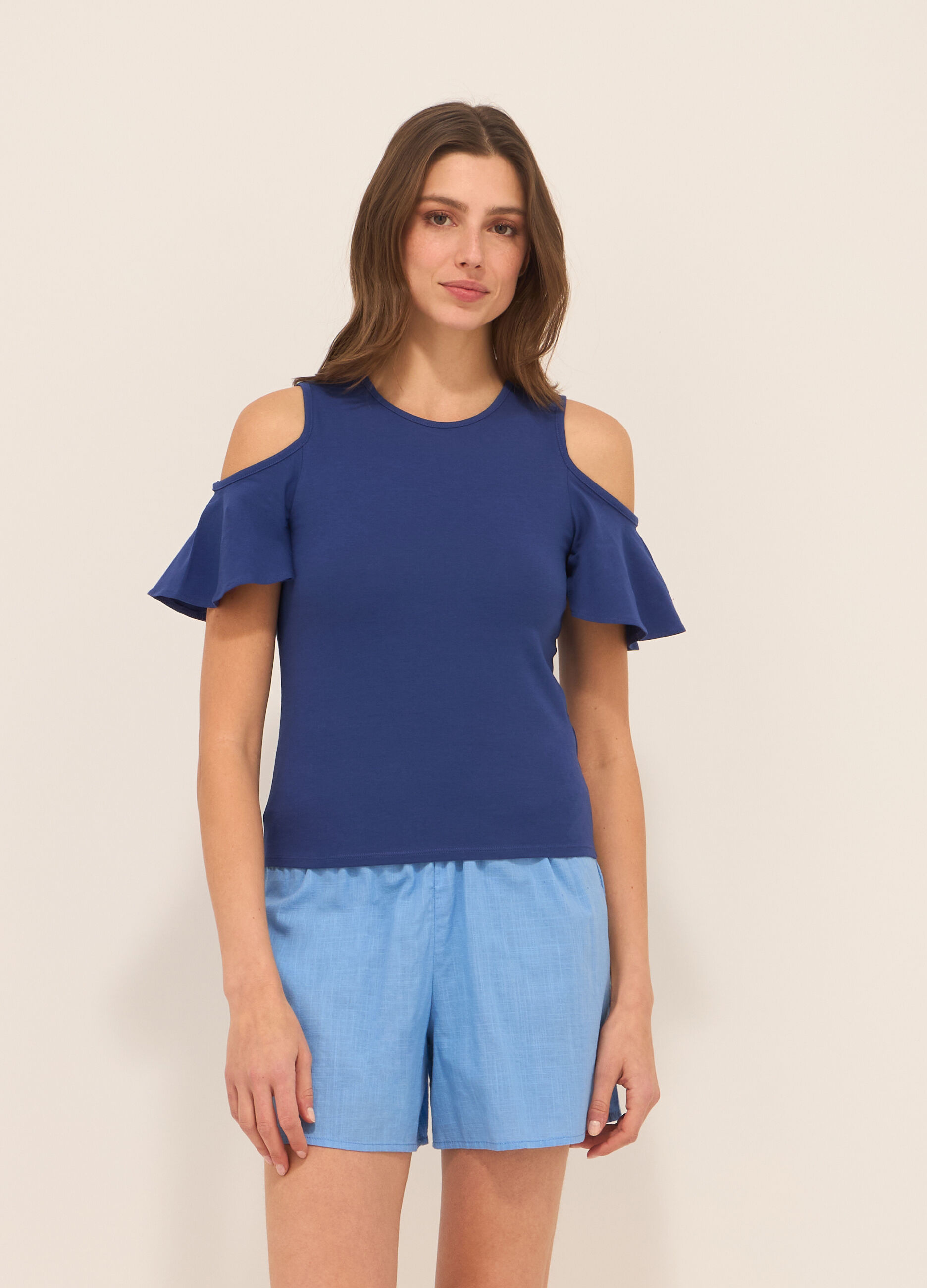 T-shirt in jersey di cotone stretch donna