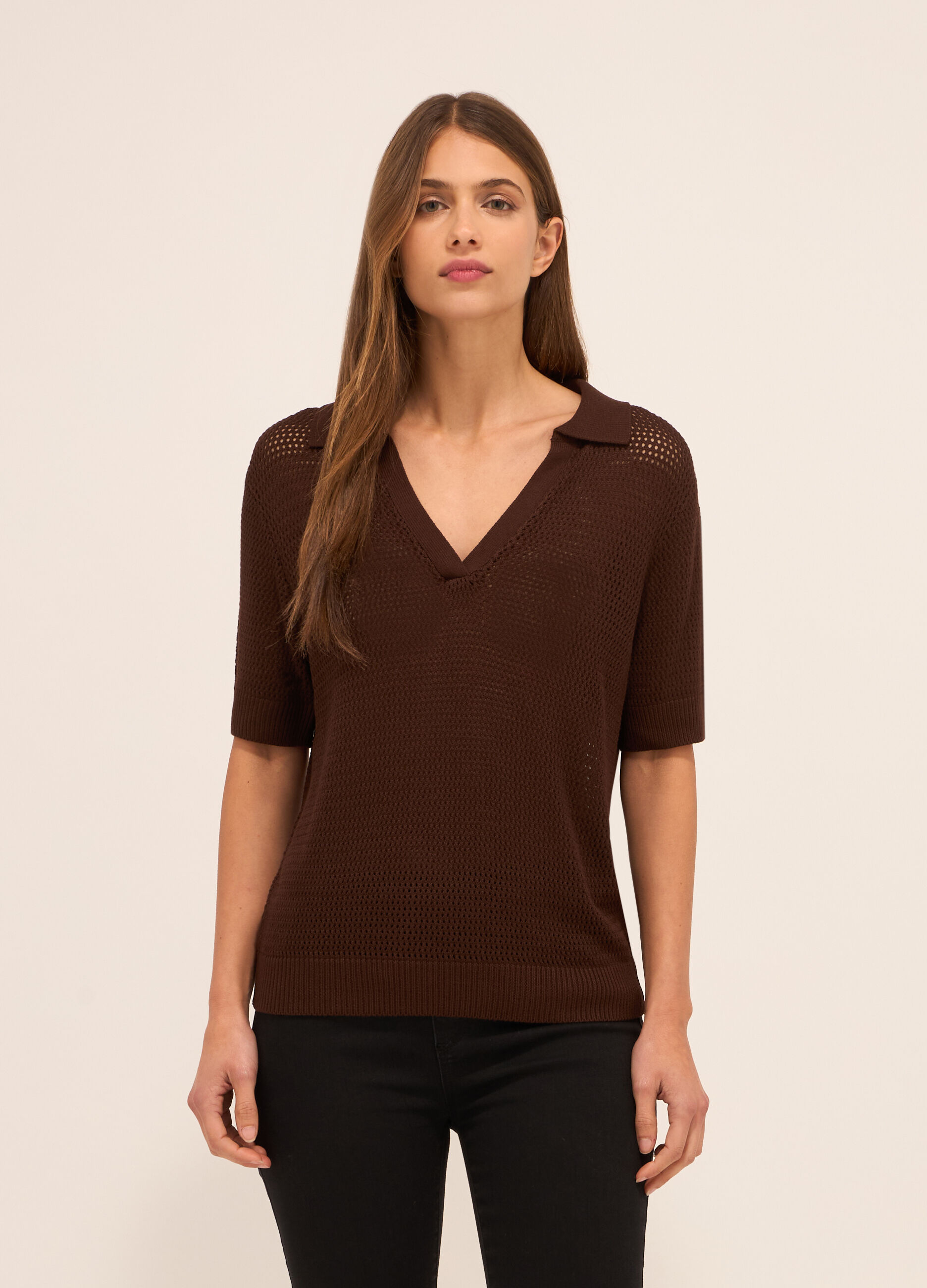 Polo in tricot traforata donna