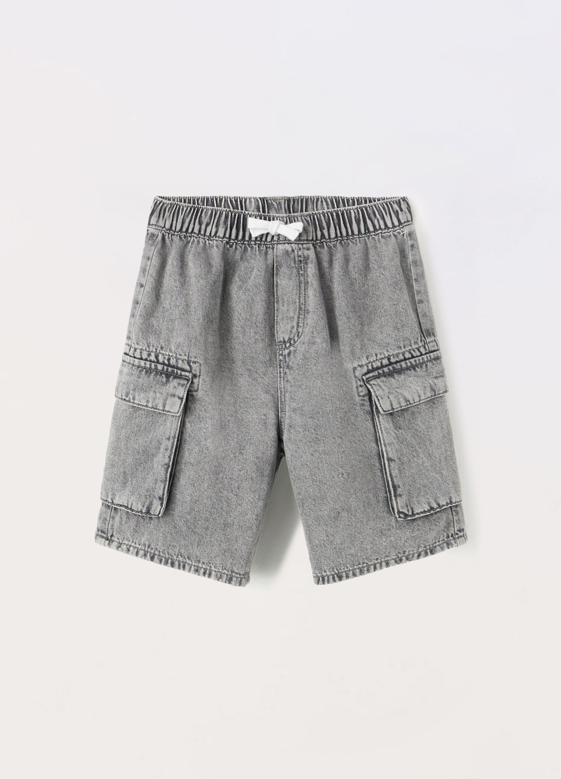 Shorts cardo in denim di misto cotone ragazzo