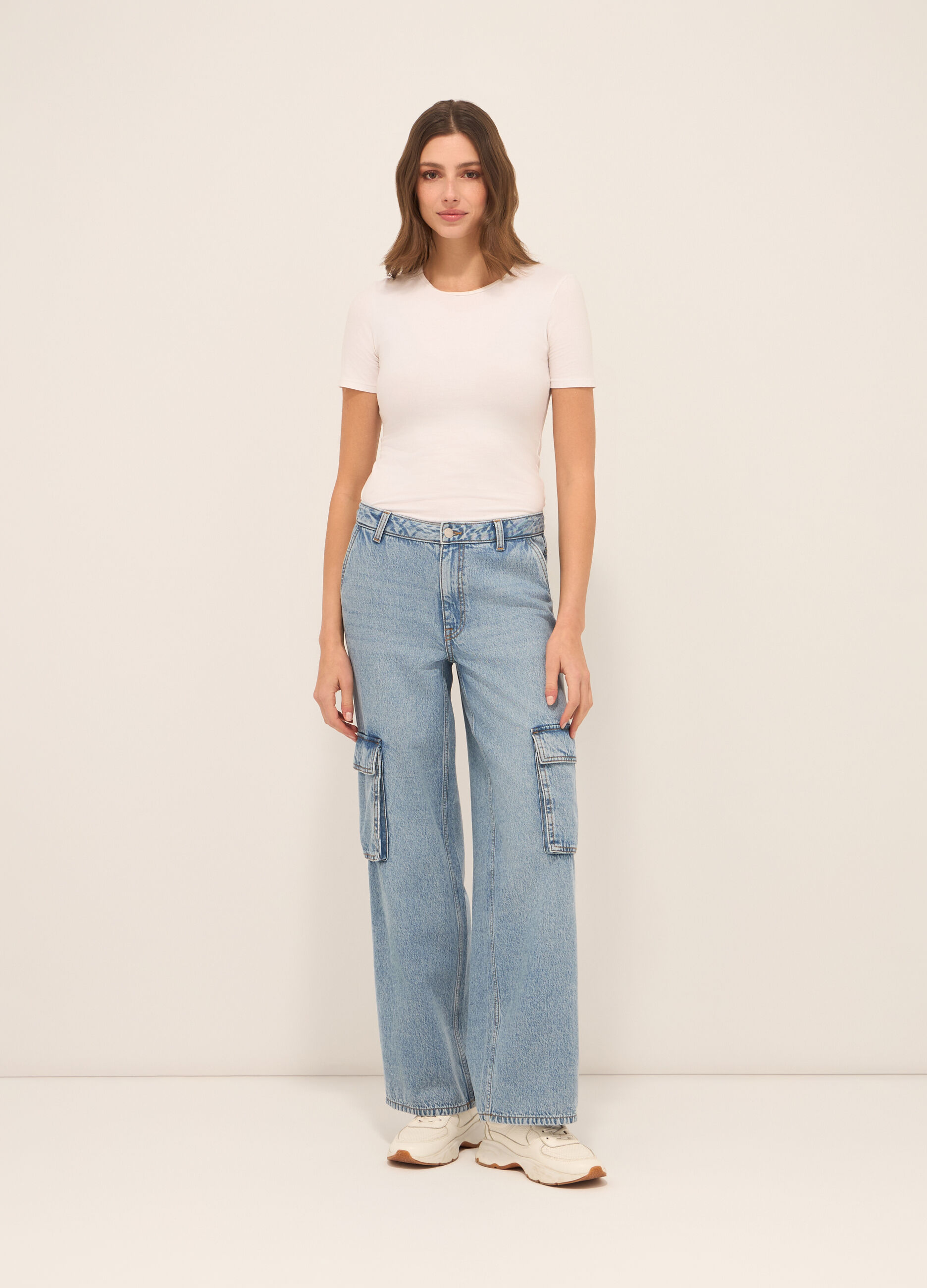 Pantaloni cardo in denim di misto cotone donna