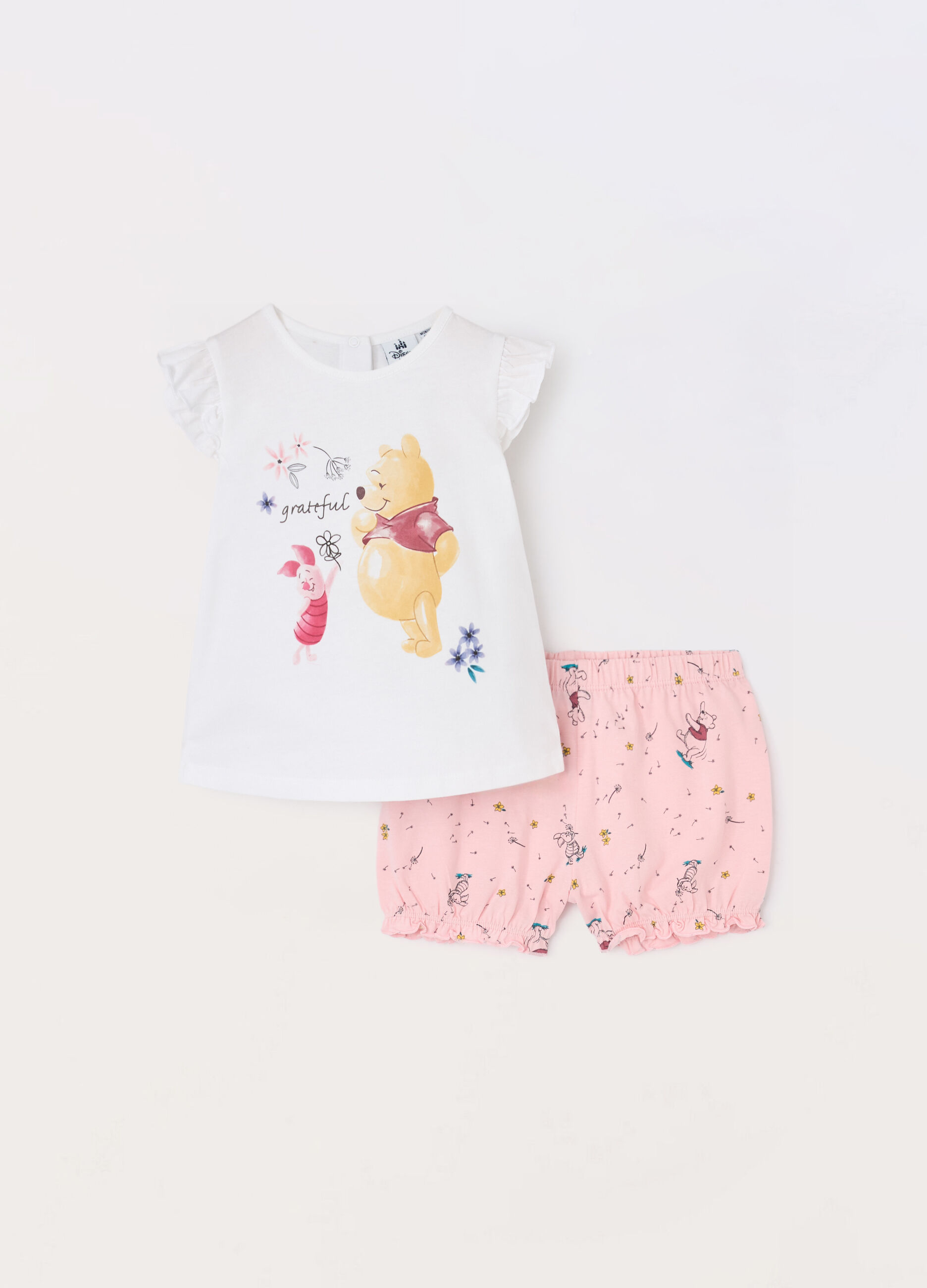 Set pigiama corto in jersey di puro cotone neonata