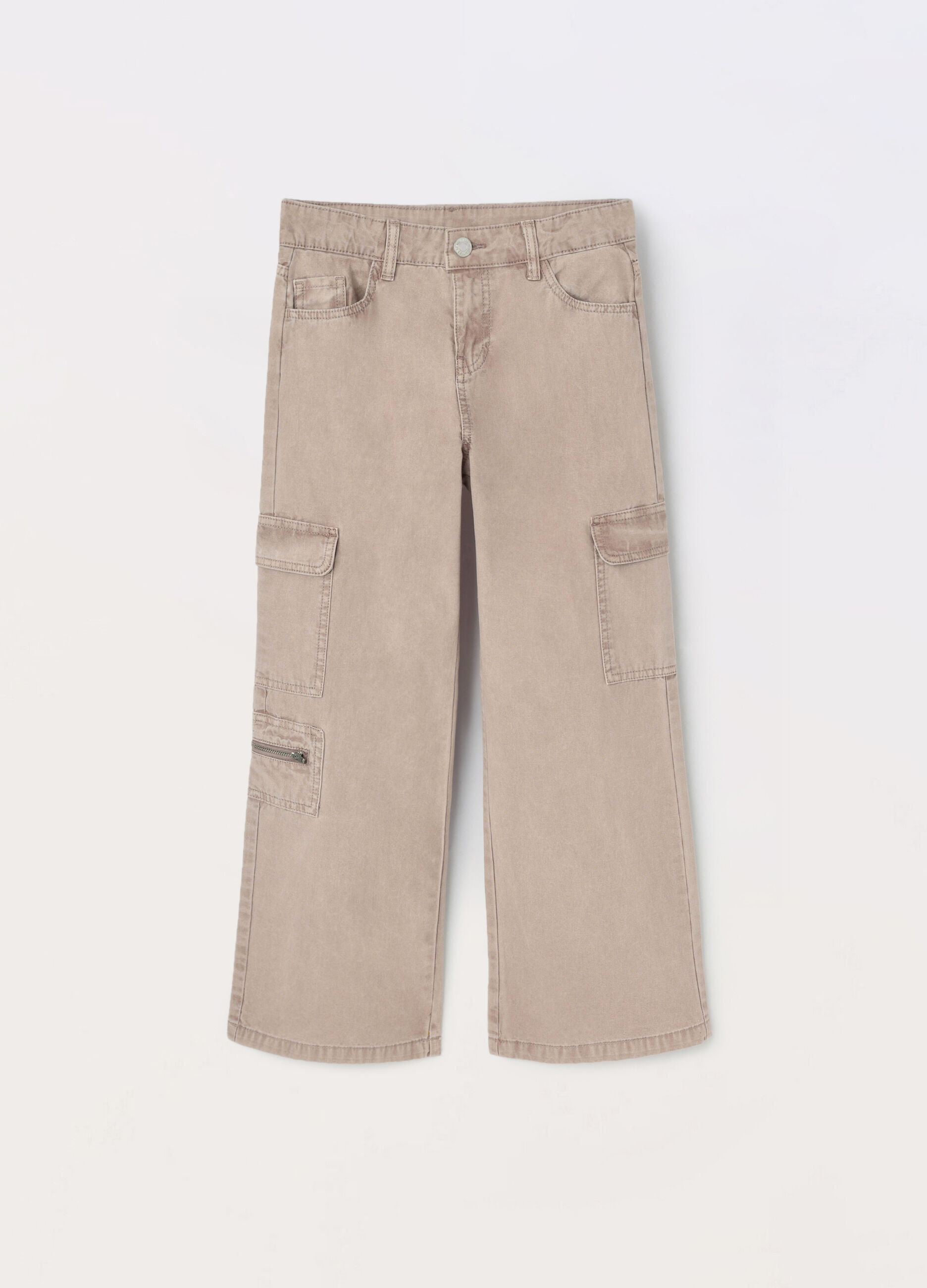 Pantaloni cargo in denim di puro cotone ragazza