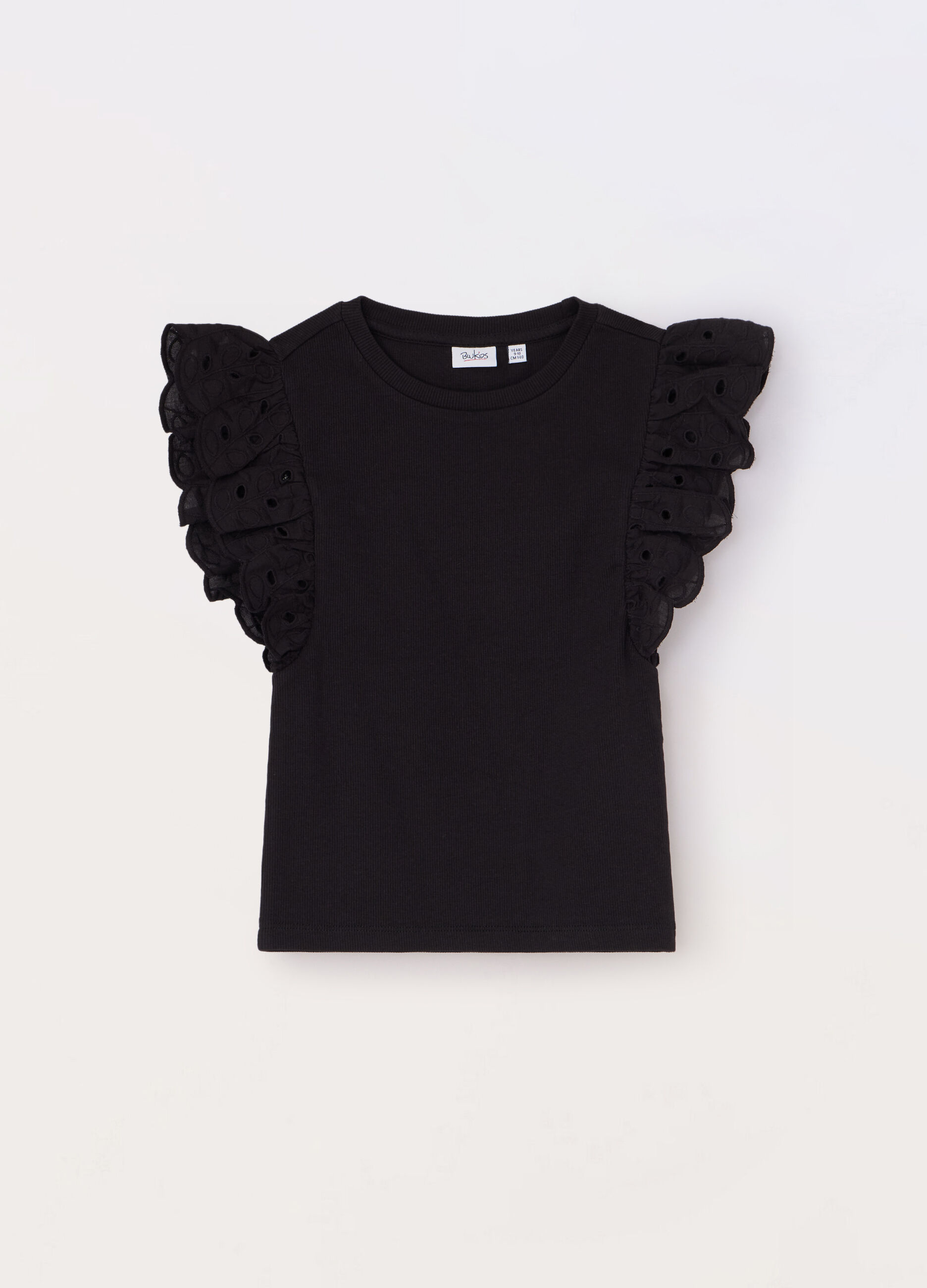 T-shirt con maniche in sangallo ragazza