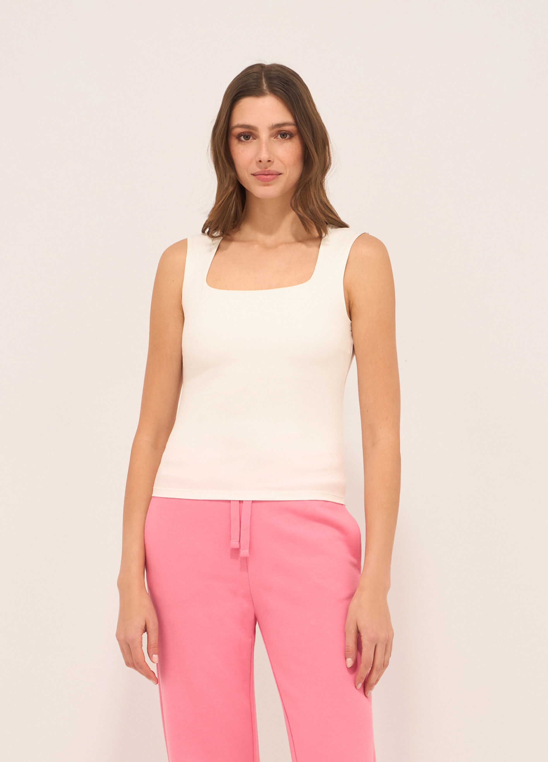 Top in tessuto stretch donna