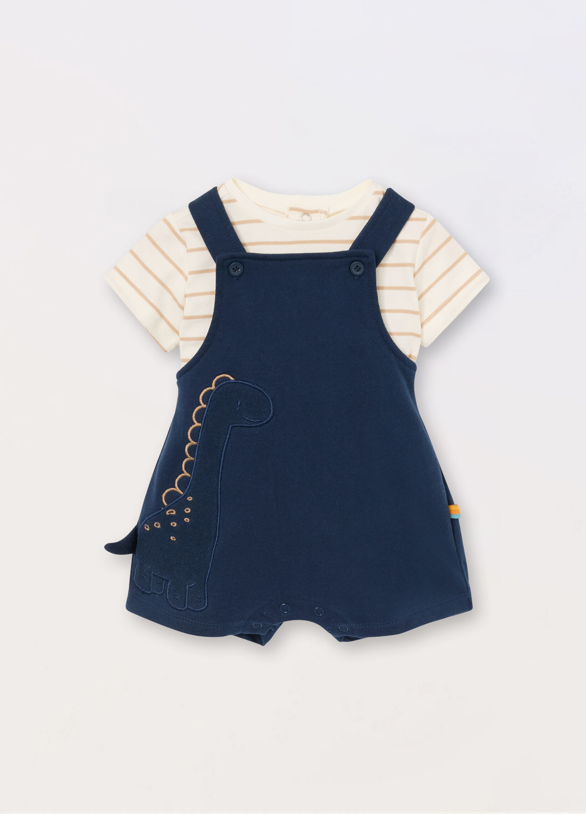 Set salopette + t-shirt in puro cotone neonato