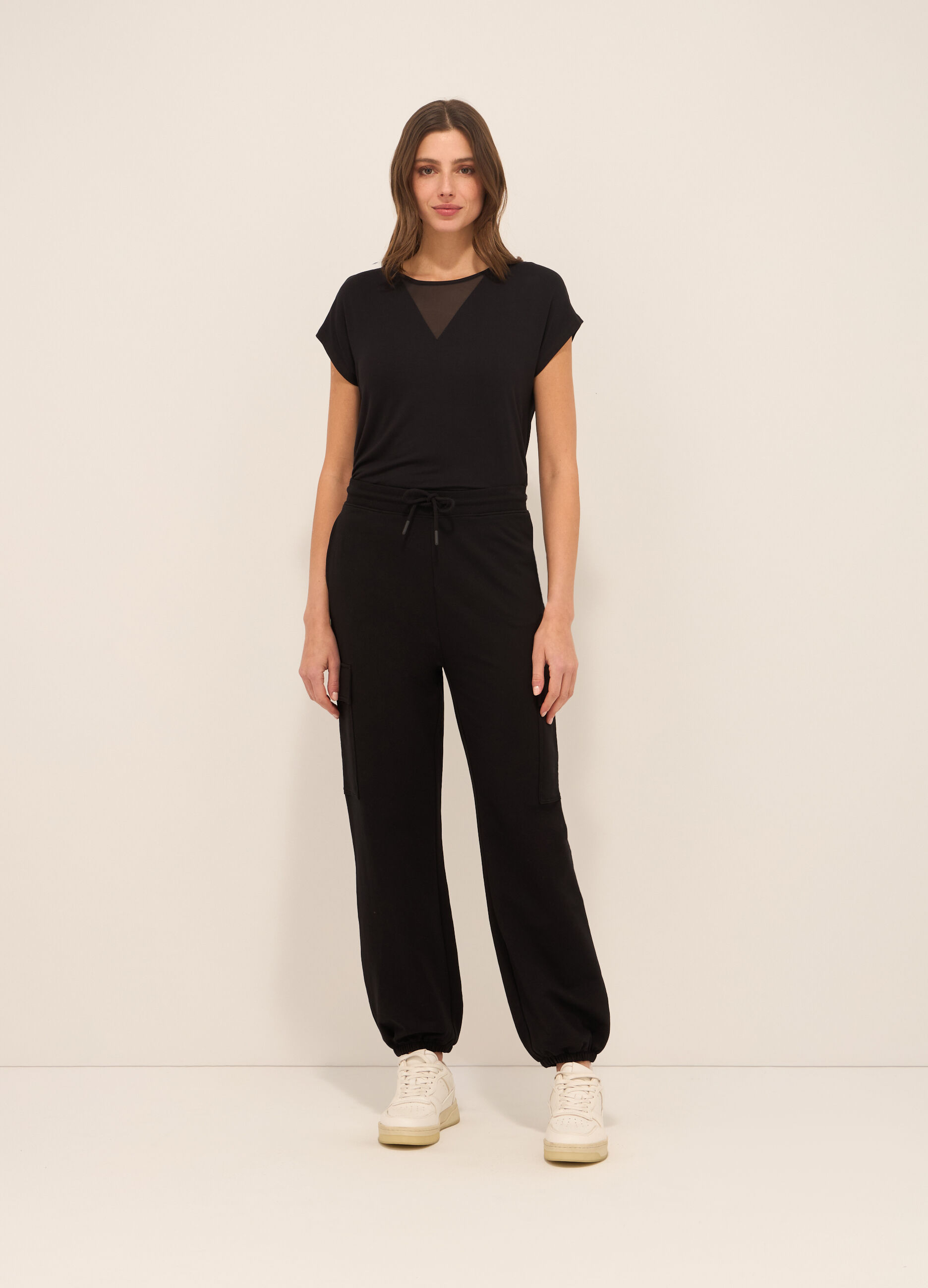 Jogger cargo in cotone stretch donna