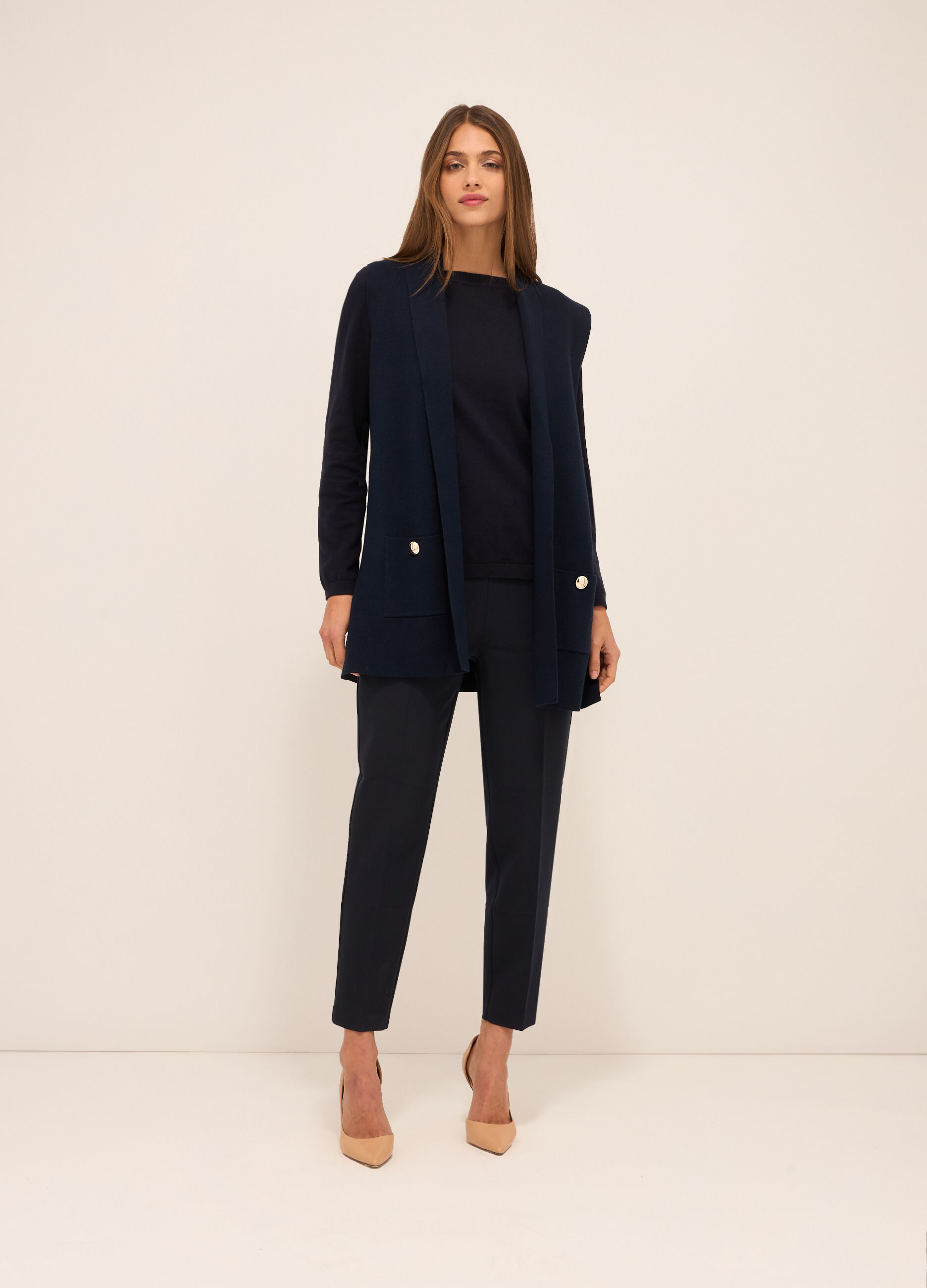 Gilet aperto misto cotone donna
