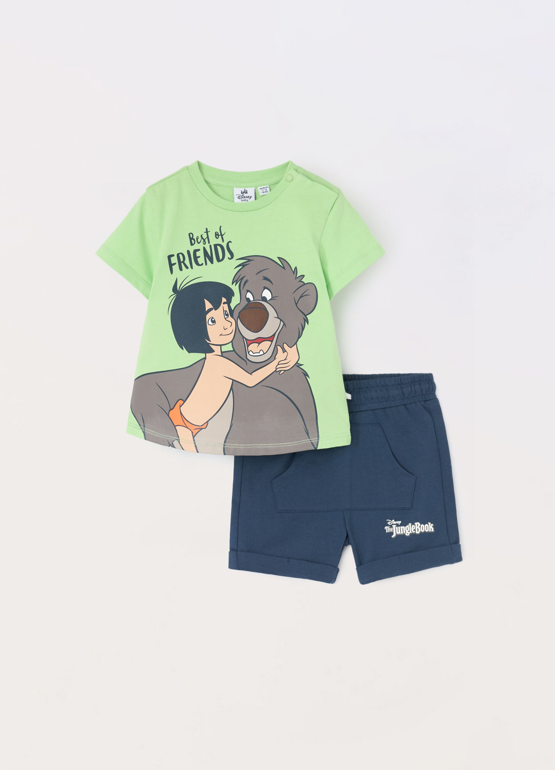 Jogging set corto in jersey di puro cotone neonato