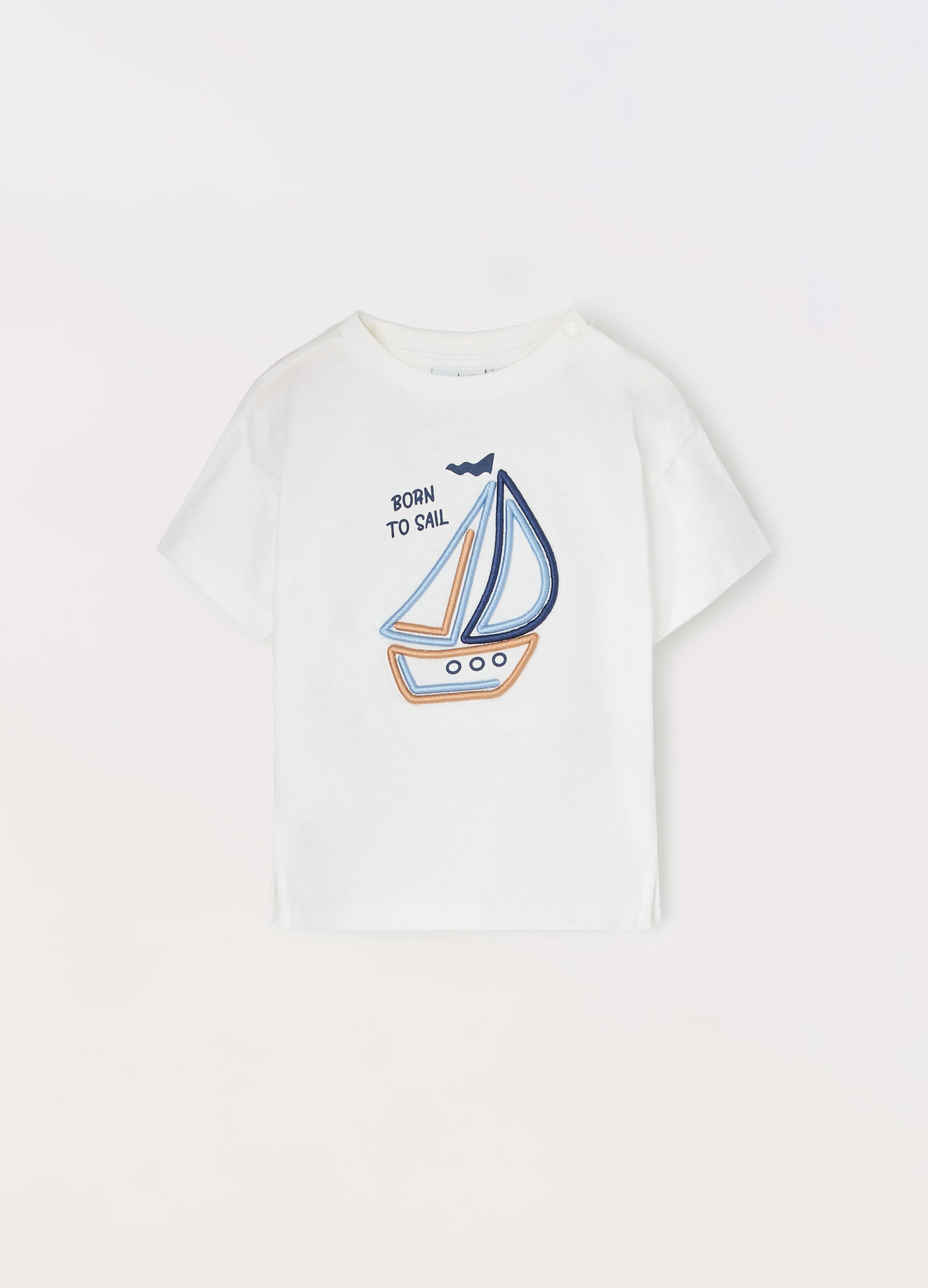 T-shirt a maniche corte in puro cotone neonato