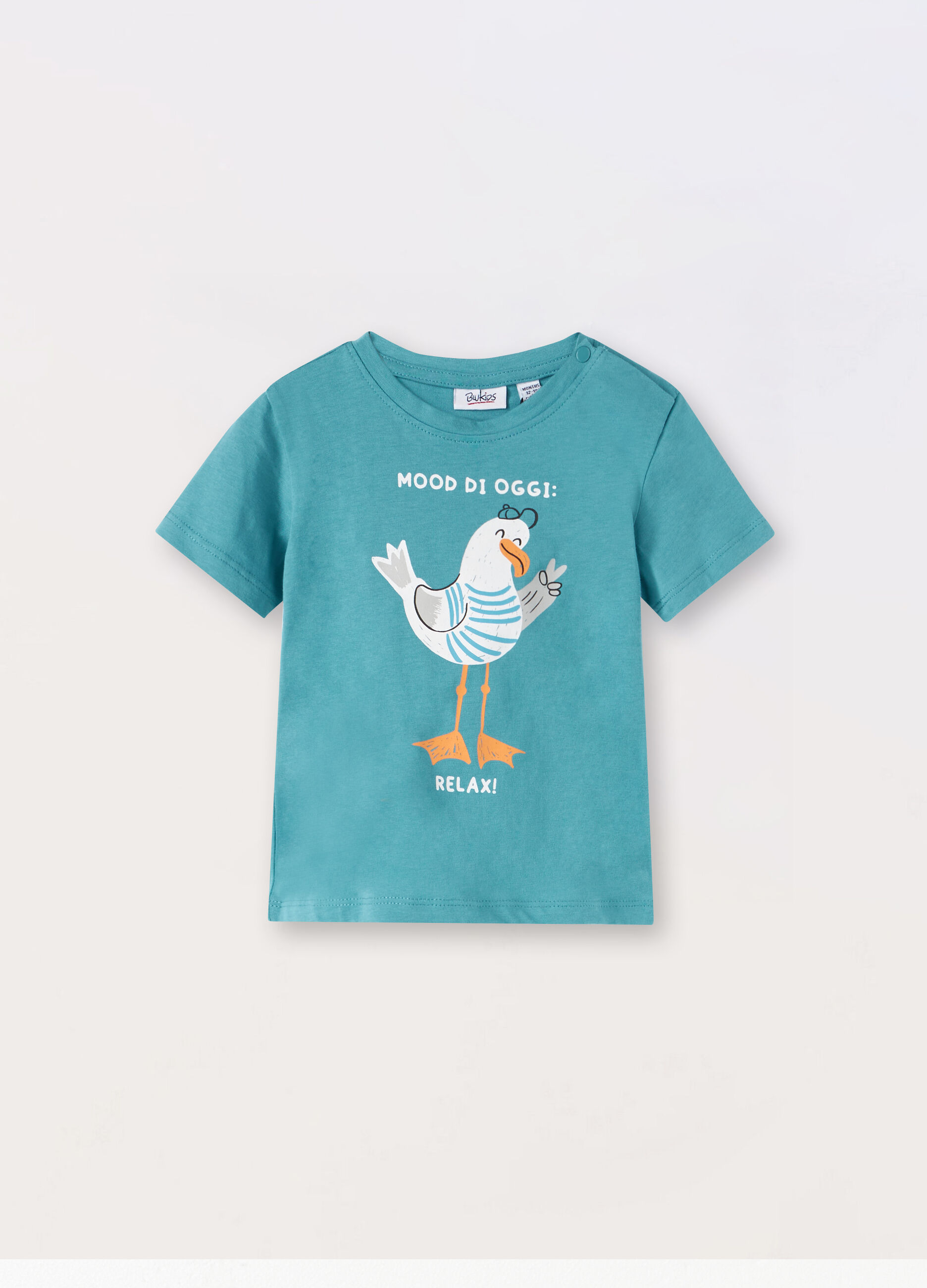 T-shirt a maniche corte in puro cotone neonato