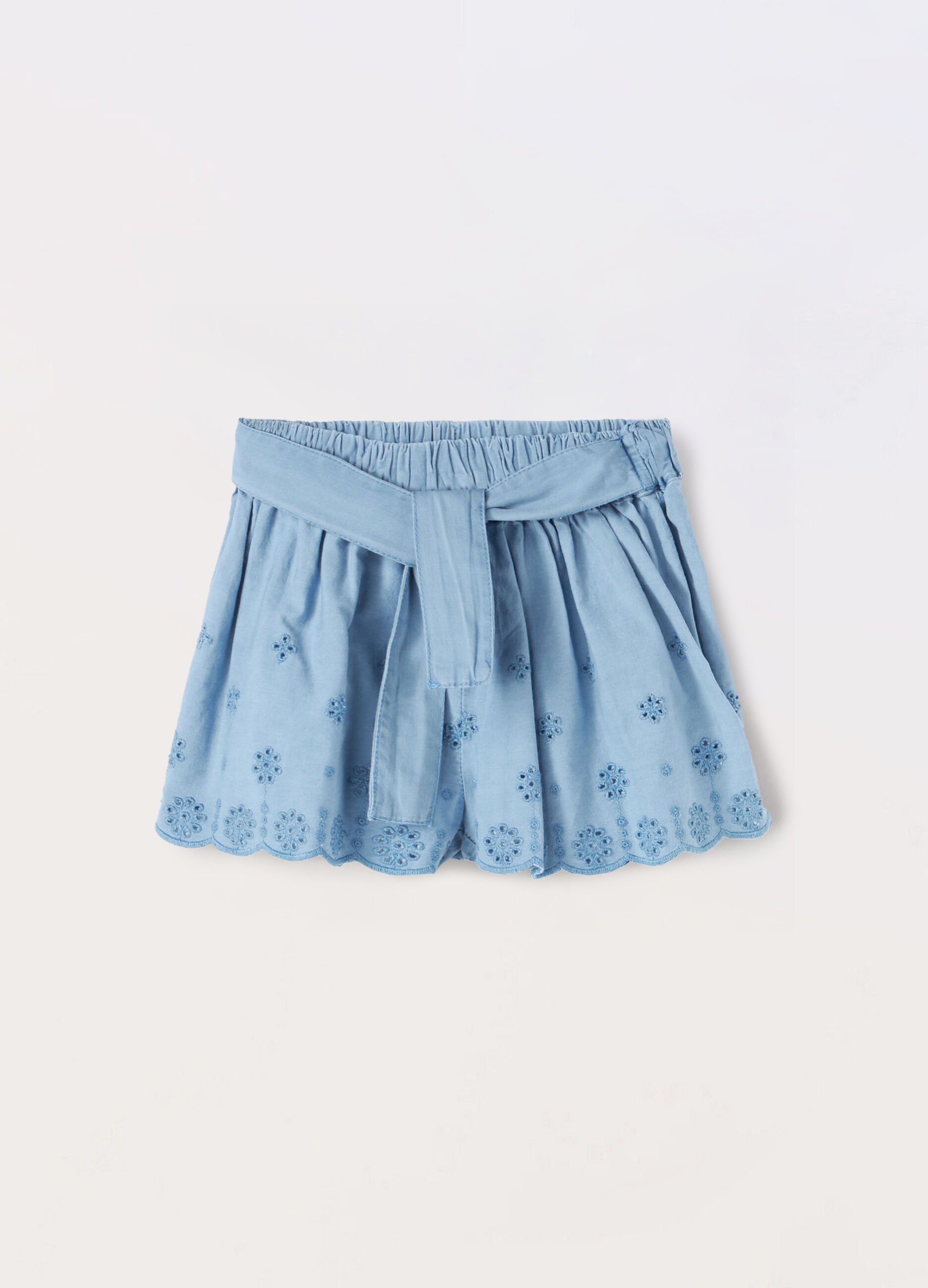 Shorts in denim di puro cotone neonata