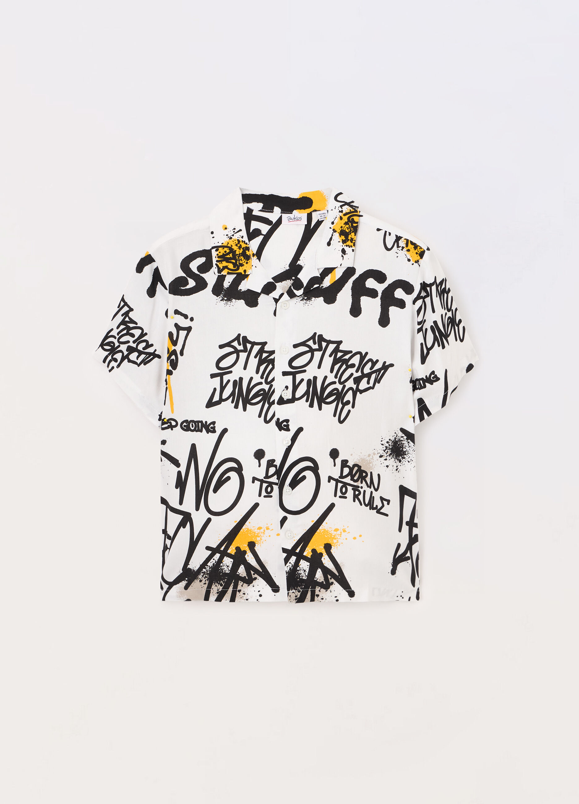 Camicia in pura viscosa con stampa ragazzo