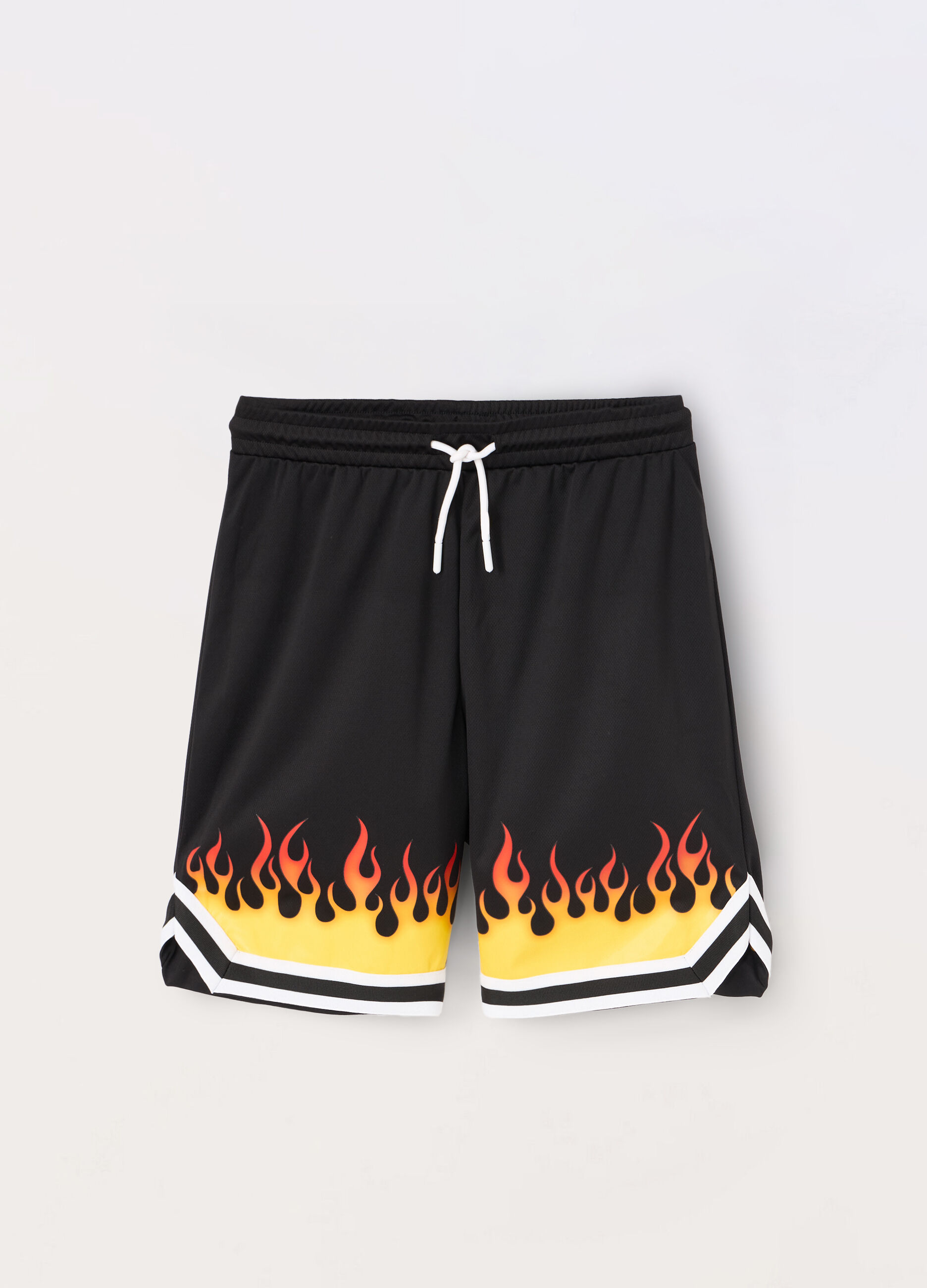 Shorts in tessuto mesh con stampa ragazzo