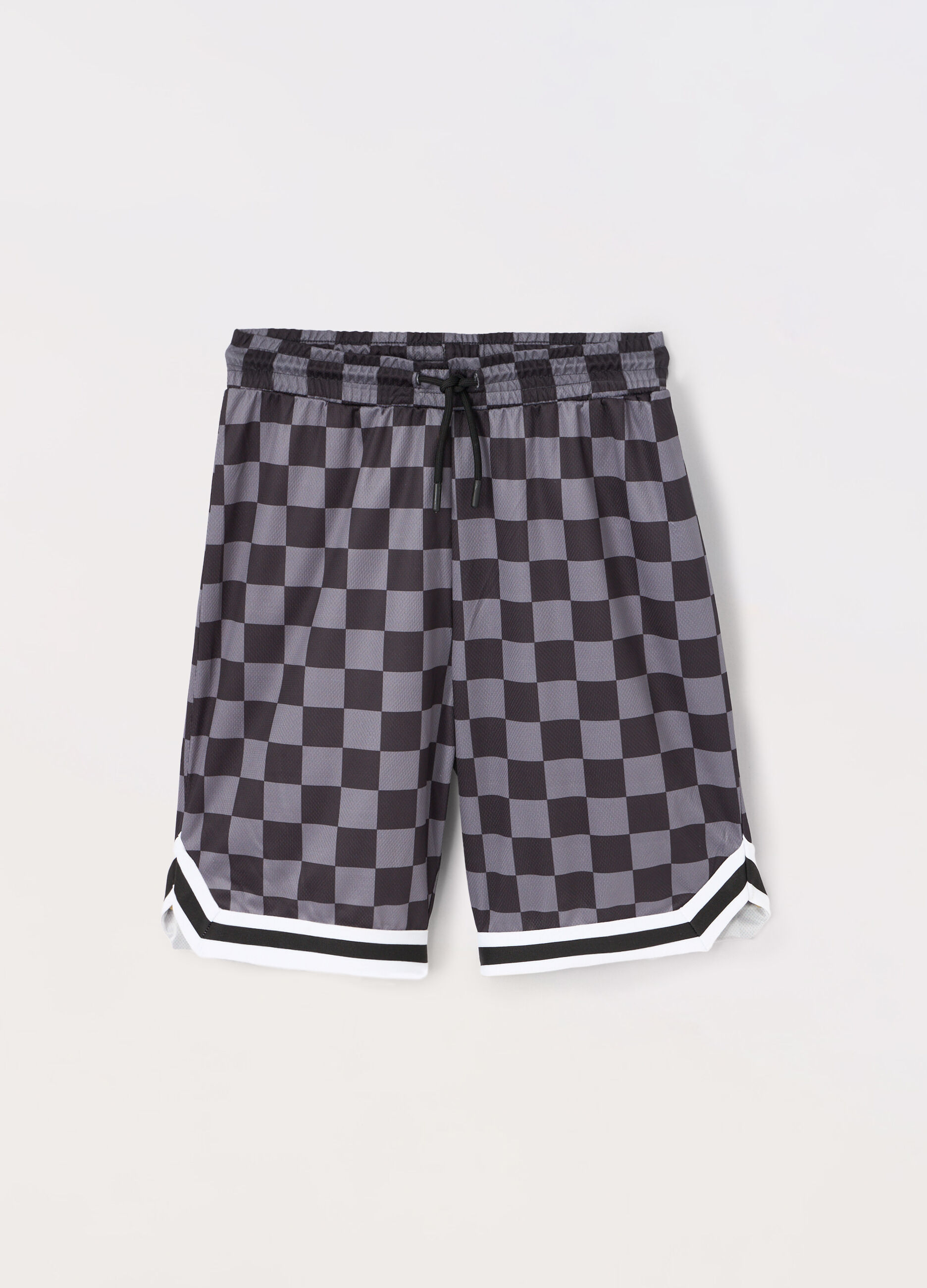 Shorts in tessuto mesh con stampa ragazzo