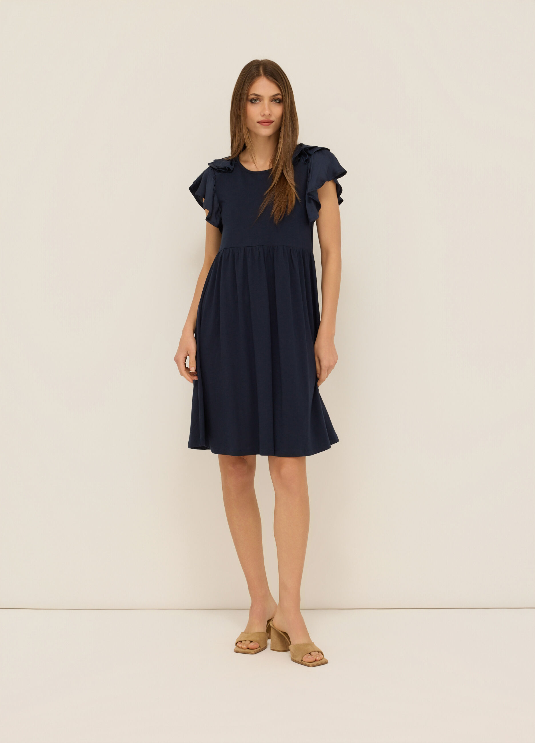 Abito corto in jersey di puro cotone donna