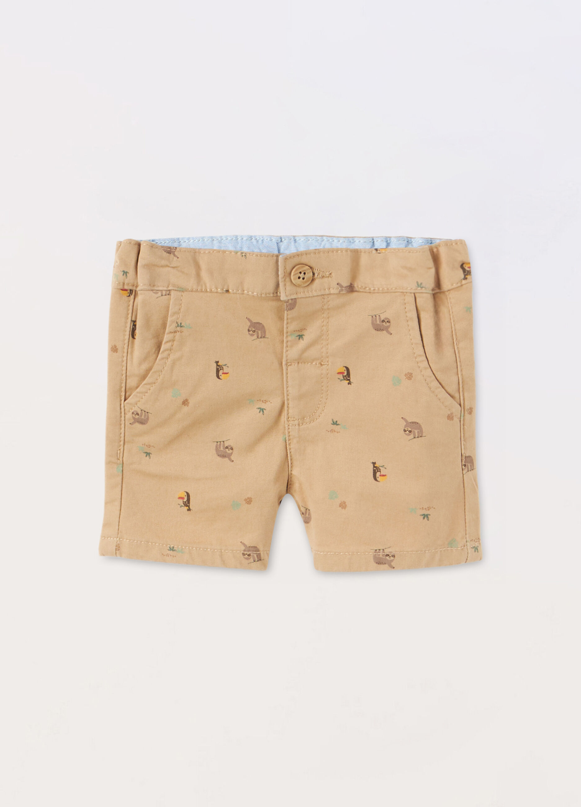 Shorts in twill di cotone stretch neonato