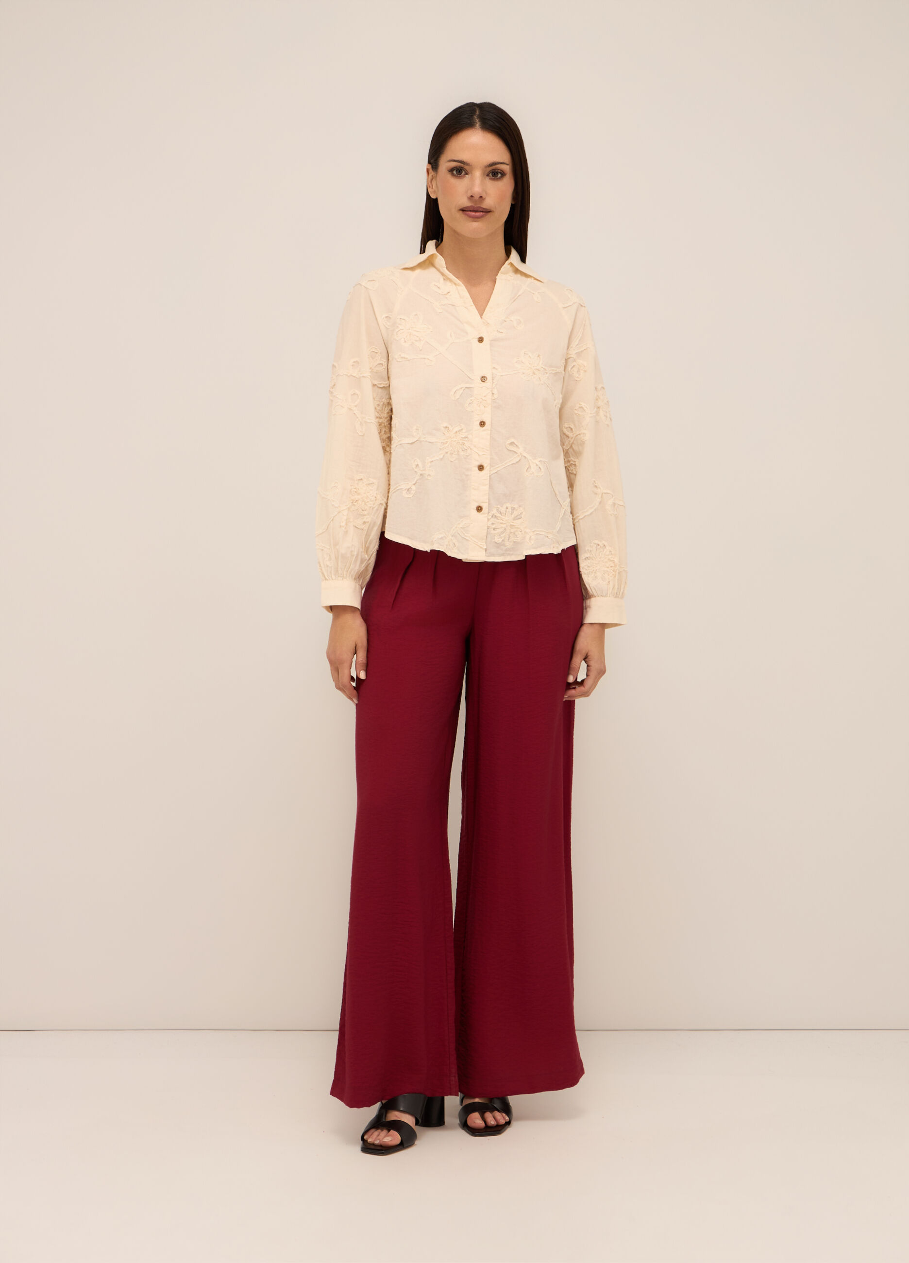 Pantaloni palazzo misto viscosa donna